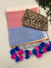 Multi-color Khadi Cotton Saree With Blouse | Extra Kalamkari Blouse|Lightweight Handloom Cotton Saree | KRISA