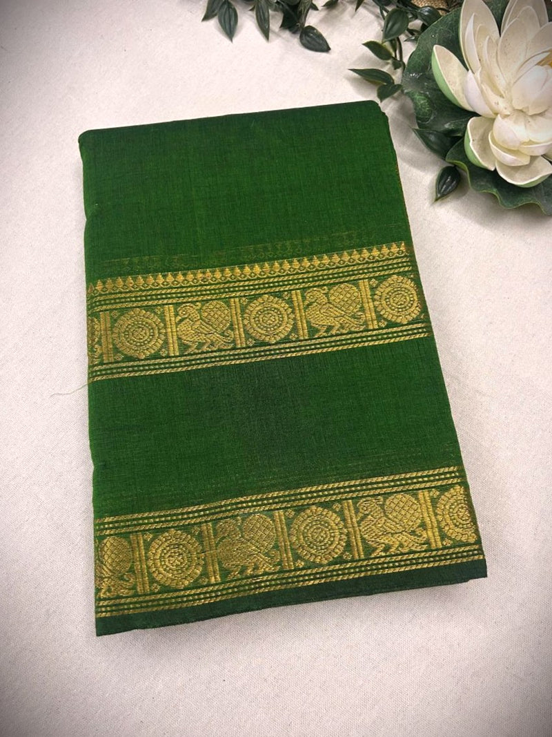 Retta patta border Narayanapet saree  -Green with blouse