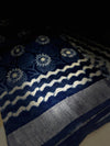 Bagru Handblock print Linen Saree with attached Blouse 777B03