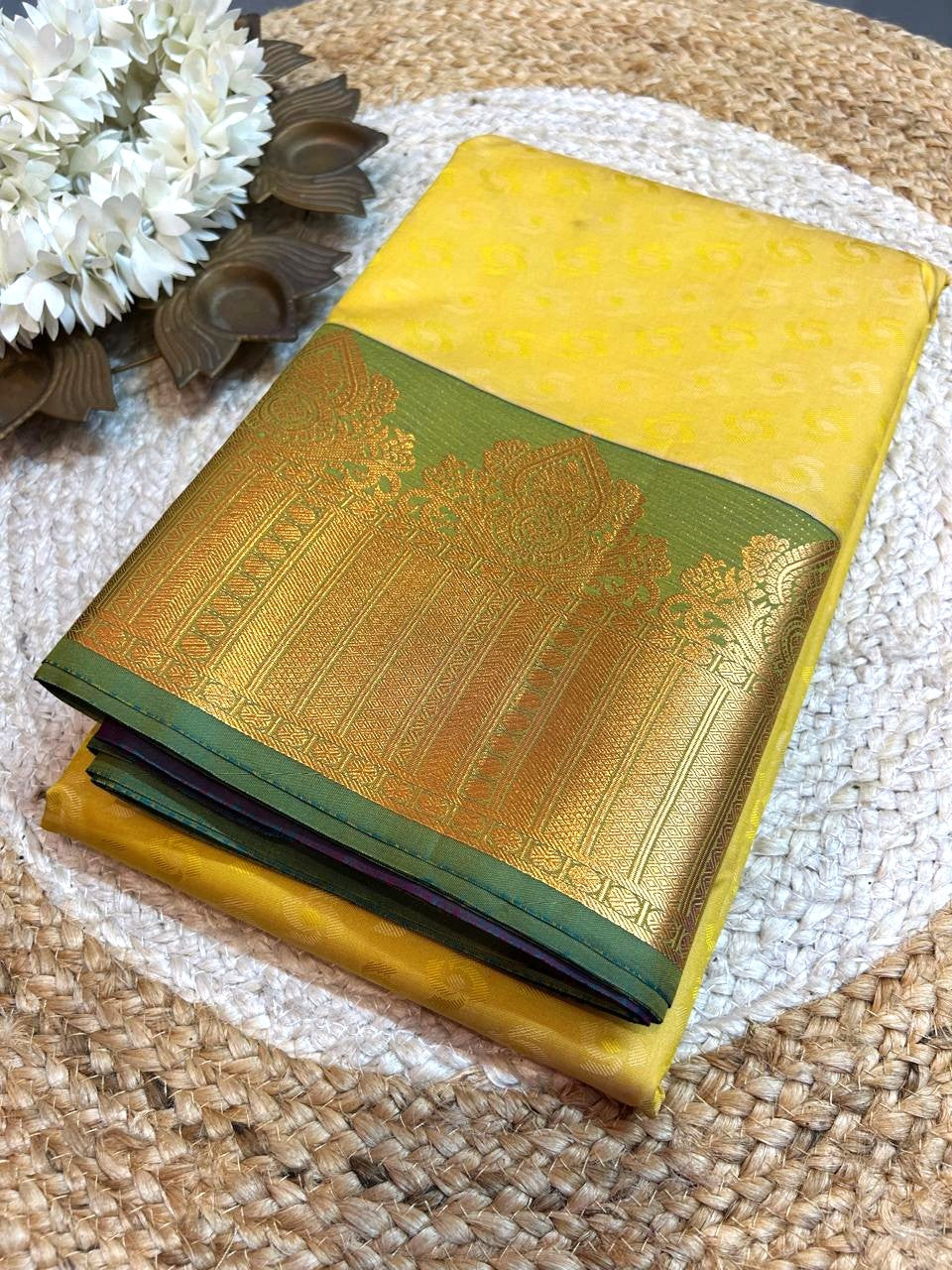 Kanchipuram Semi Silk Saree with Zari Border15 | Elegant Traditional Saree | KRISA