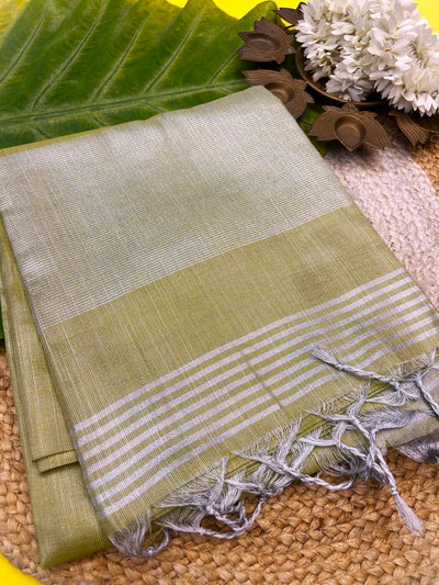 Khadi Classics with a Soft Shimmer Glow |Light Green Saree |KRISA