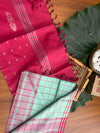 Vazhaipattu pastel green checked silk saree -with blouse
