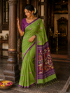 Elegant Green Shimmer Tissue Saree with Floral Printed Pallu | KRISA COLLECTIONS