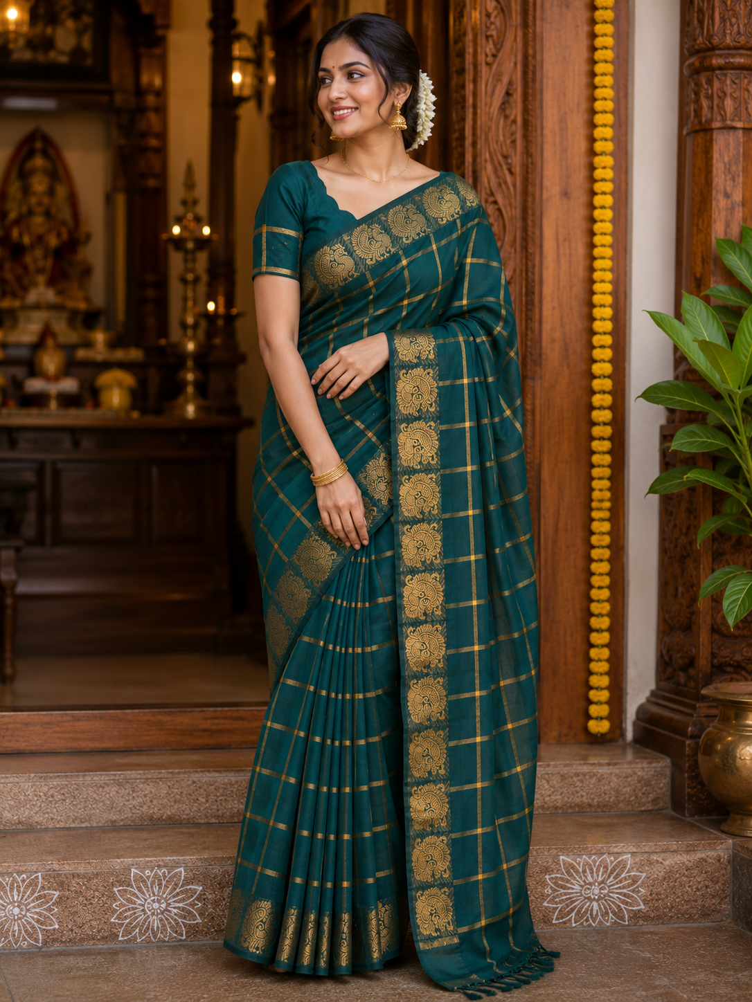 Pavithra Kattam Sungudi cotton saree with peacock border 006|premium quality| krisa