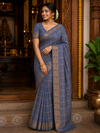 Pavithra Kattam Sungudi Cotton Saree with Gold Zari Checks & Peacock Border