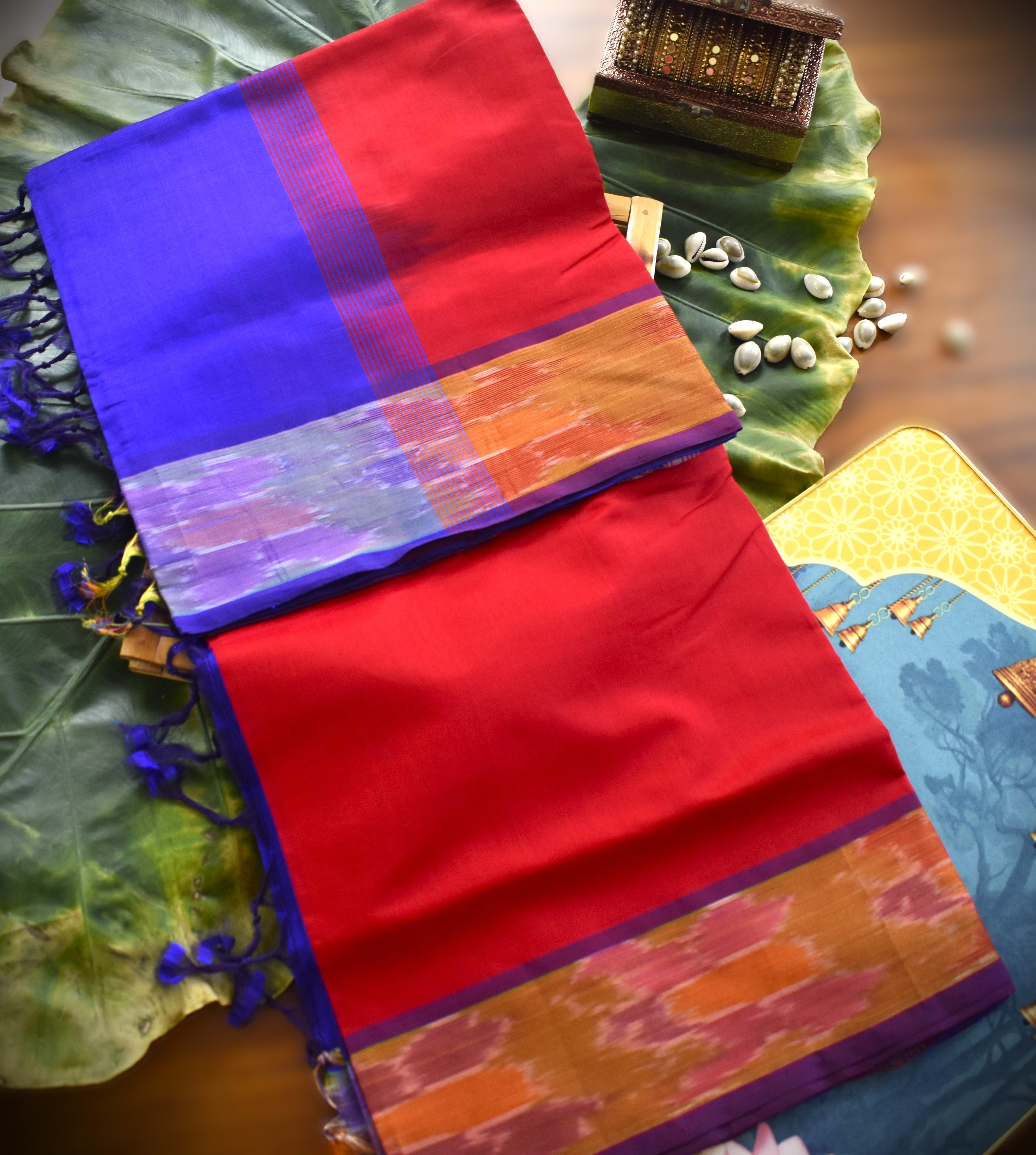 Pure silk cotton with pochampally border with contrst blouse002