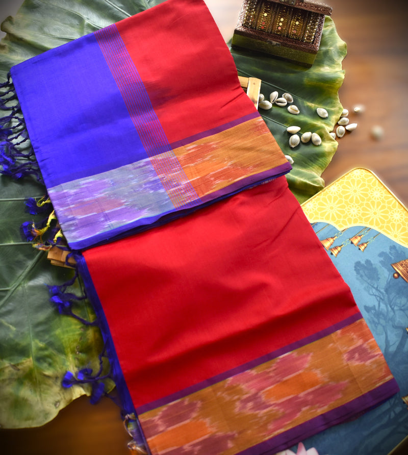 Pure silk cotton with pochampally border with contrst blouse002