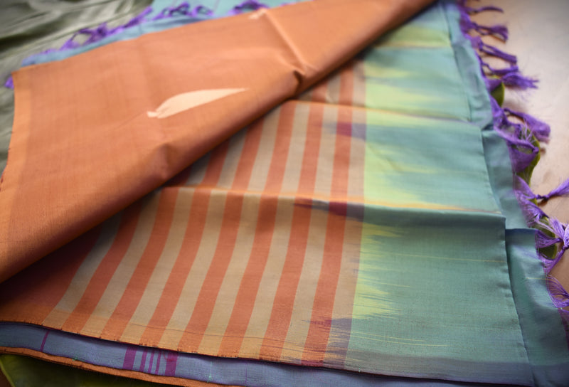 Vazhaipattu silk saree-golden brown without blouse