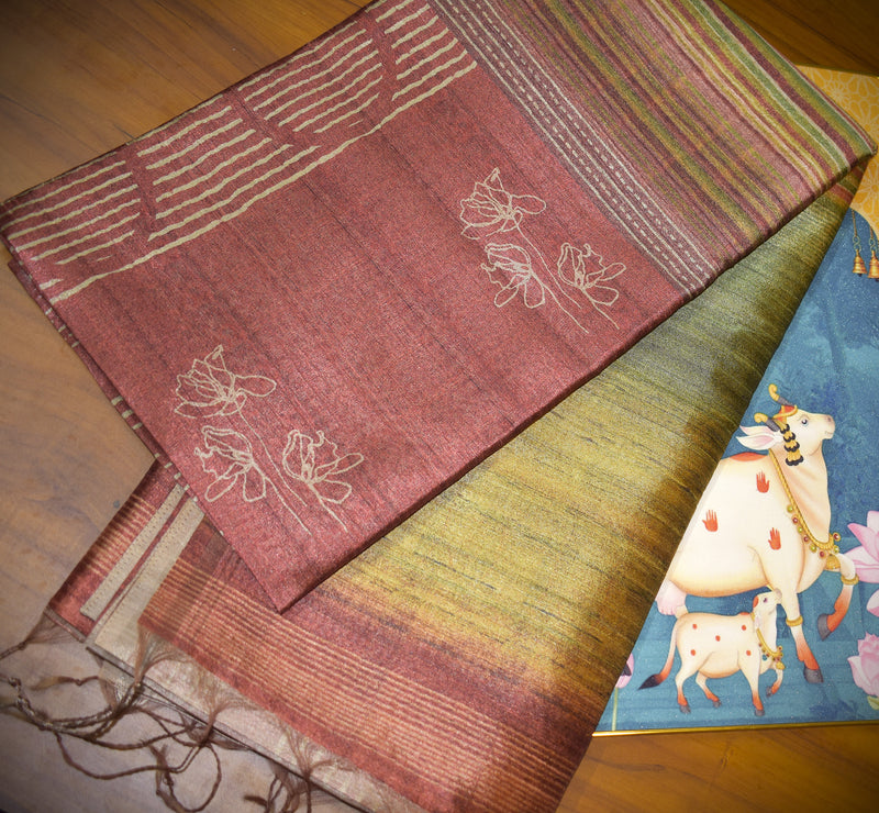 Warm Tussar Silk Sarees |Fresh Boutique Style Sarees 007|KRISA