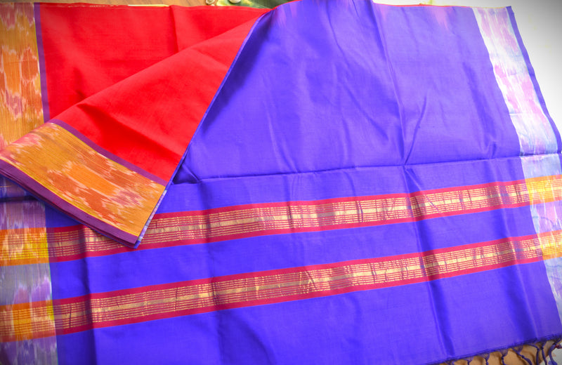 Pure silk cotton with pochampally border with contrst blouse002