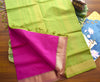 Pure silk cotton with contrast green blouse  001