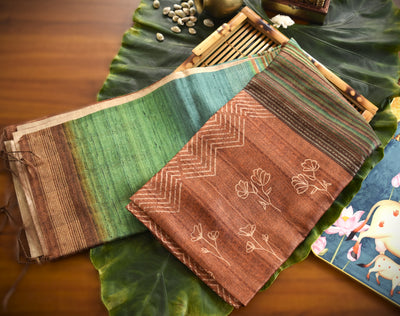 Warm Tussar Silk Sarees |Fresh Boutique Style Sarees 003|KRISA