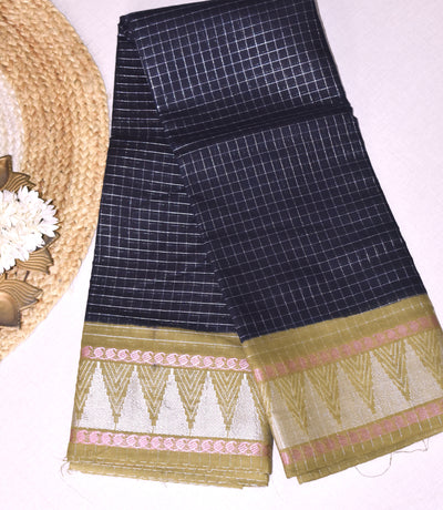 Sungudi saree- Exclusive silver check-Grand Border-with blouse