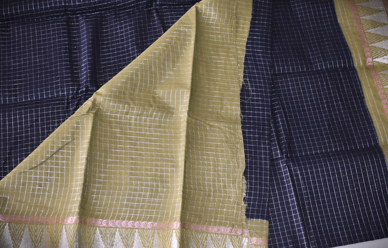 Sungudi saree- Exclusive silver check-Grand Border-with blouse