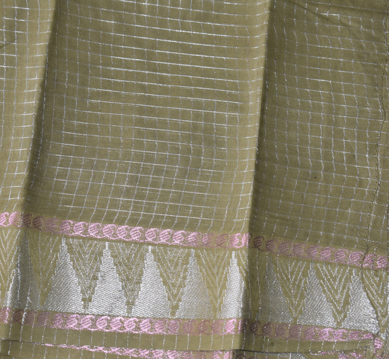 Sungudi saree- Exclusive silver check-Grand Border-with blouse
