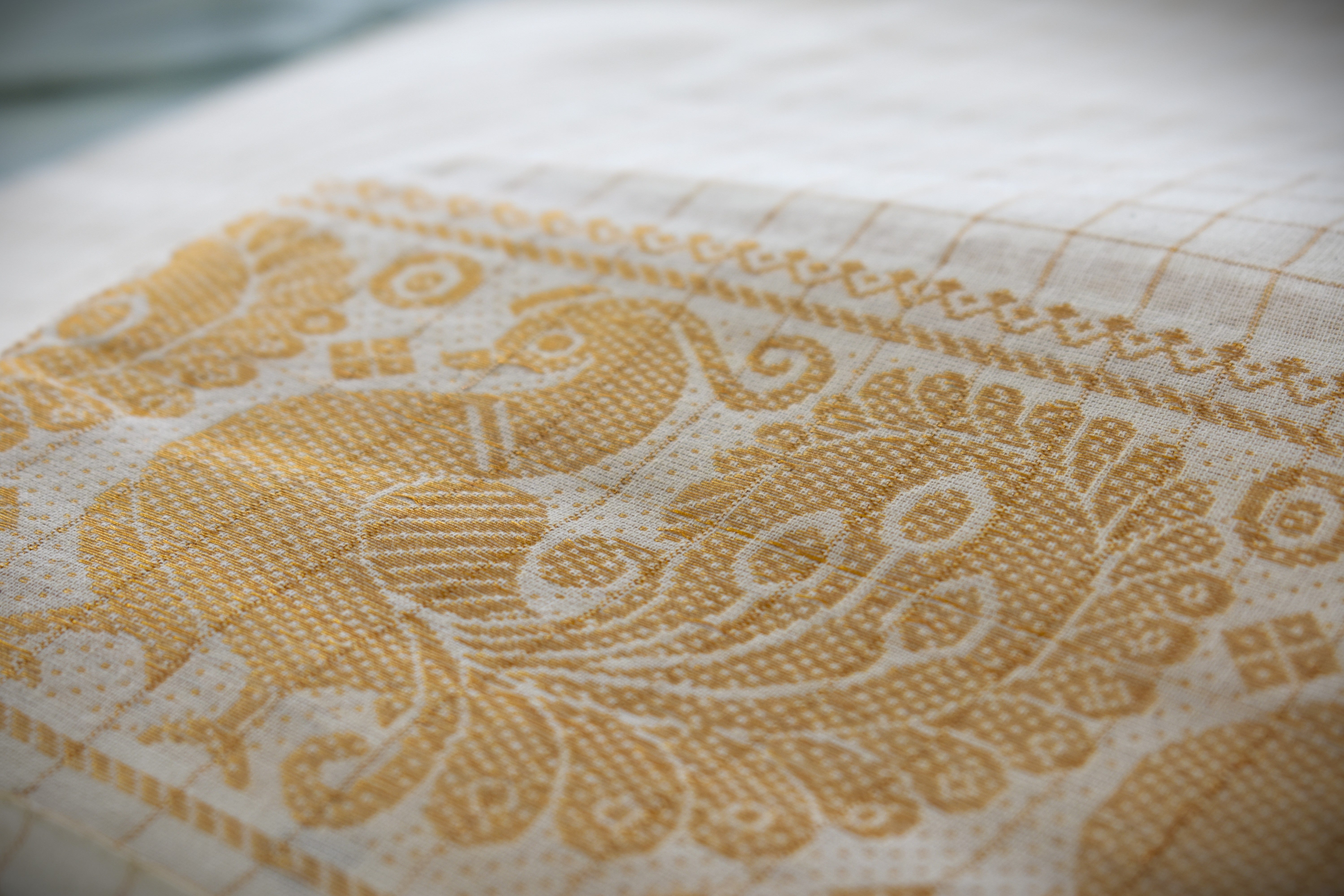 Sungudi cotton saree-Golden checks 001