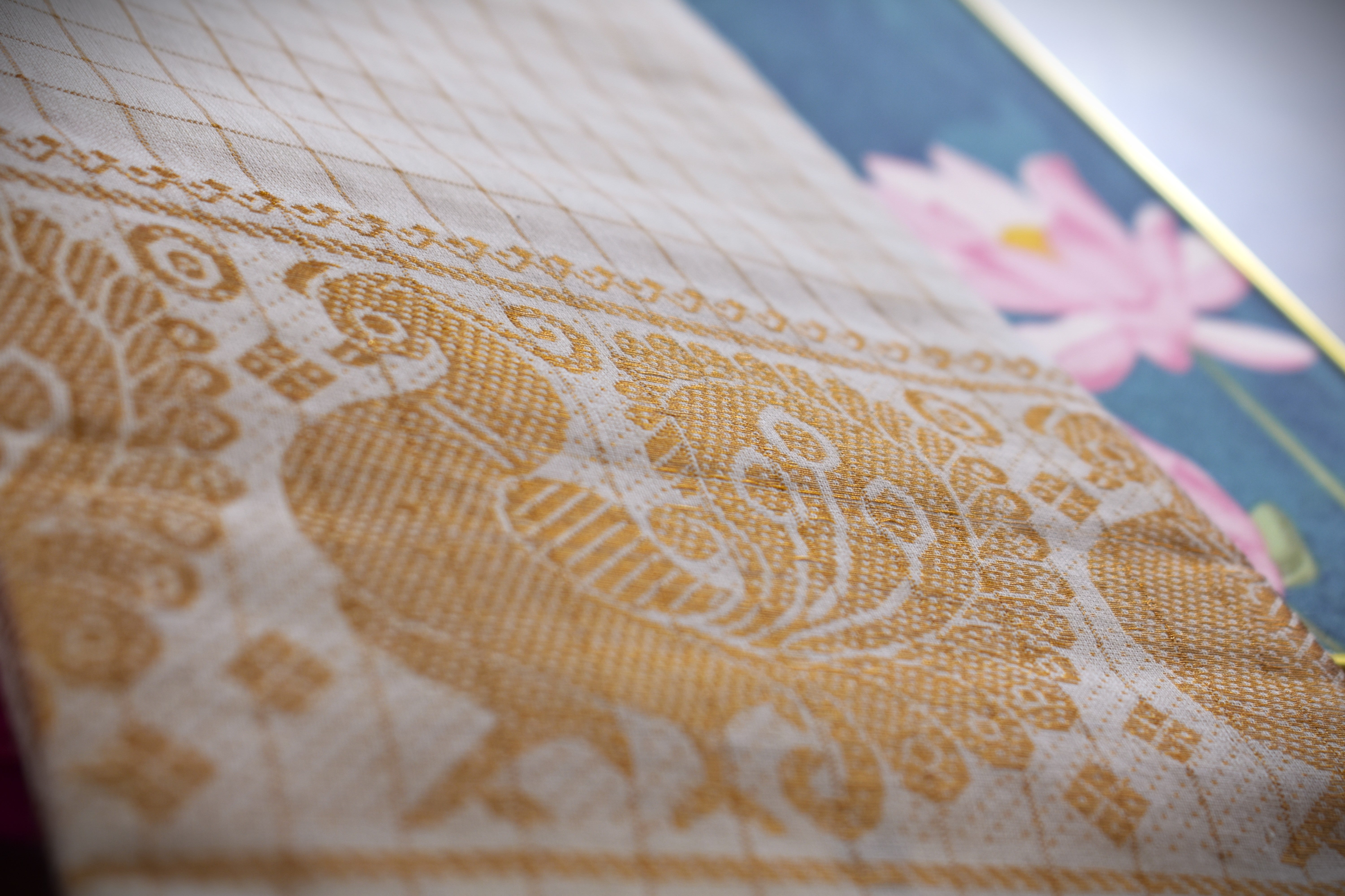 Sungudi cotton saree-Golden checks 001