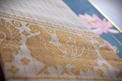 Sungudi cotton saree-Golden checks 001