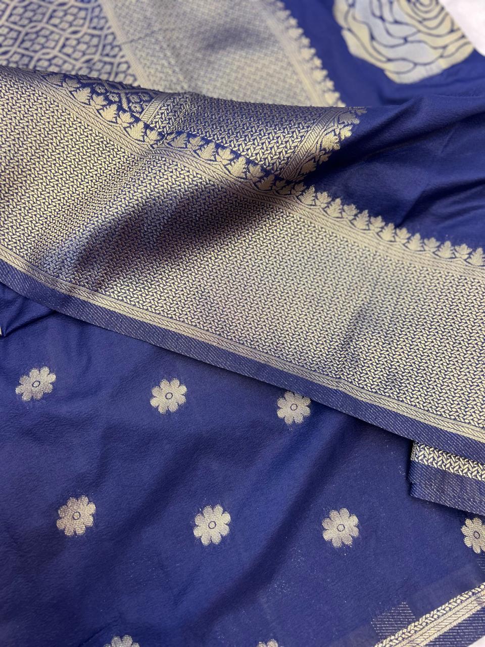 Pure Gulab Viscose Silk Saree |Rose Glow Elegance |Royal Blue |KRISA