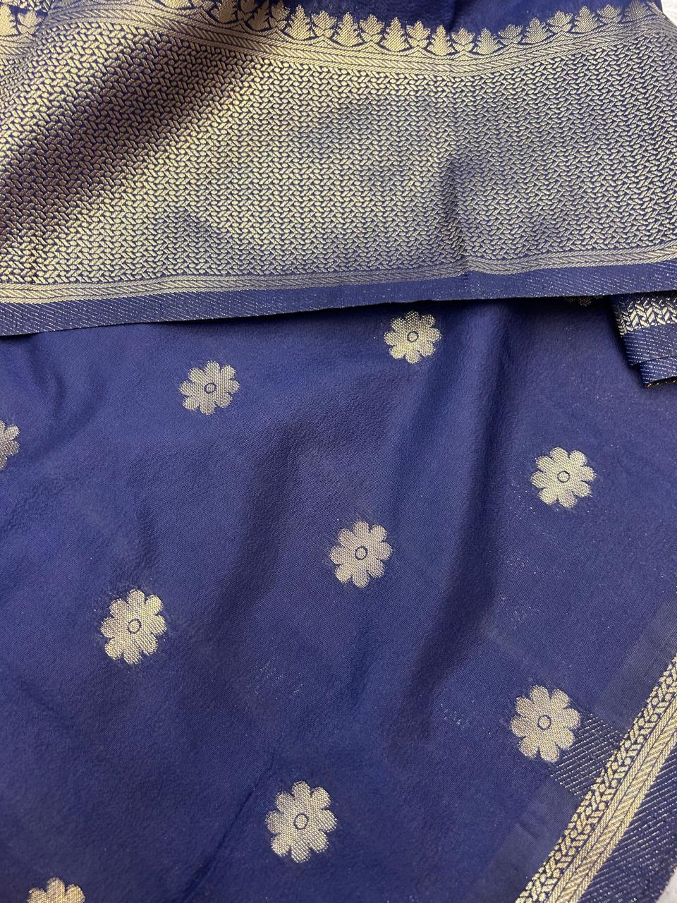 Pure Gulab Viscose Silk Saree |Rose Glow Elegance |Royal Blue |KRISA