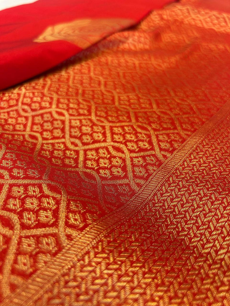 Pure Gulab Viscose Silk Saree |Rose Glow Elegance |Royal Red |KRISA