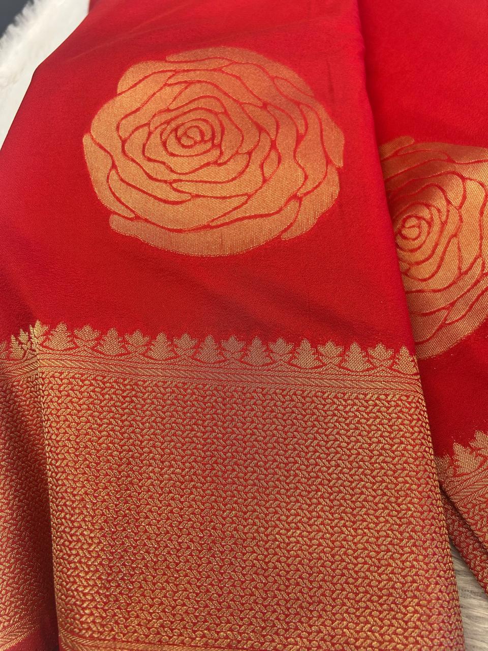 Pure Gulab Viscose Silk Saree |Rose Glow Elegance |Royal Red |KRISA