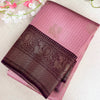Premium Dusty Rose Pink Kanchipuram Silk Saree with Rich Maroon Peacock Zari Border | Elegant Budget-Friendly Traditional Saree | KRISA COLLECTIONS