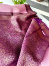 Premium Dusty Rose Pink Kanchipuram Silk Saree with Rich Maroon Peacock Zari Border | Elegant Budget-Friendly Traditional Saree | KRISA COLLECTIONS