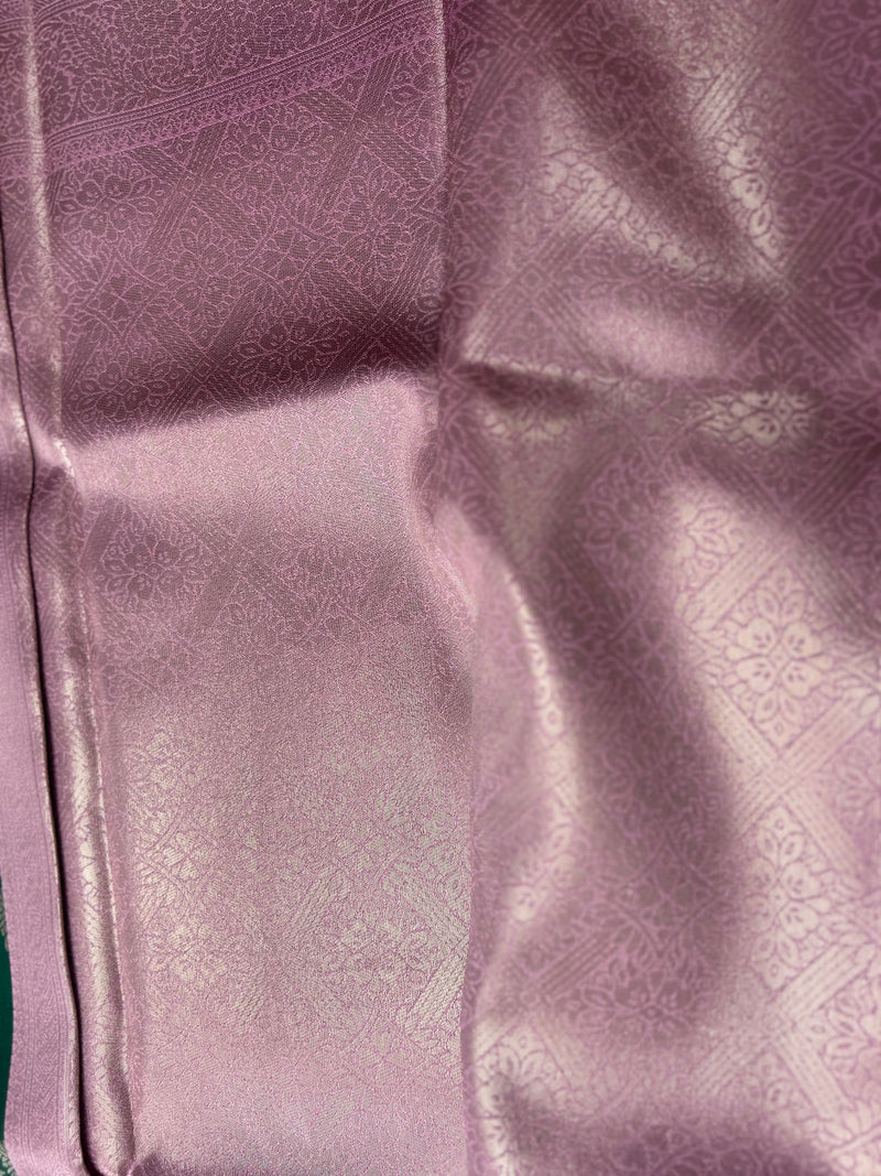 Premium Emerald Green Kanchipuram Silk Saree with Rose Pink Zari Border | Budget-Friendly Traditional Elegance | KRISA COLLECTIONS