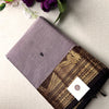 Premium Ash Grey Kanchi Cotton Saree with Black Antique Zari Border | KRISA COLLECTIONS