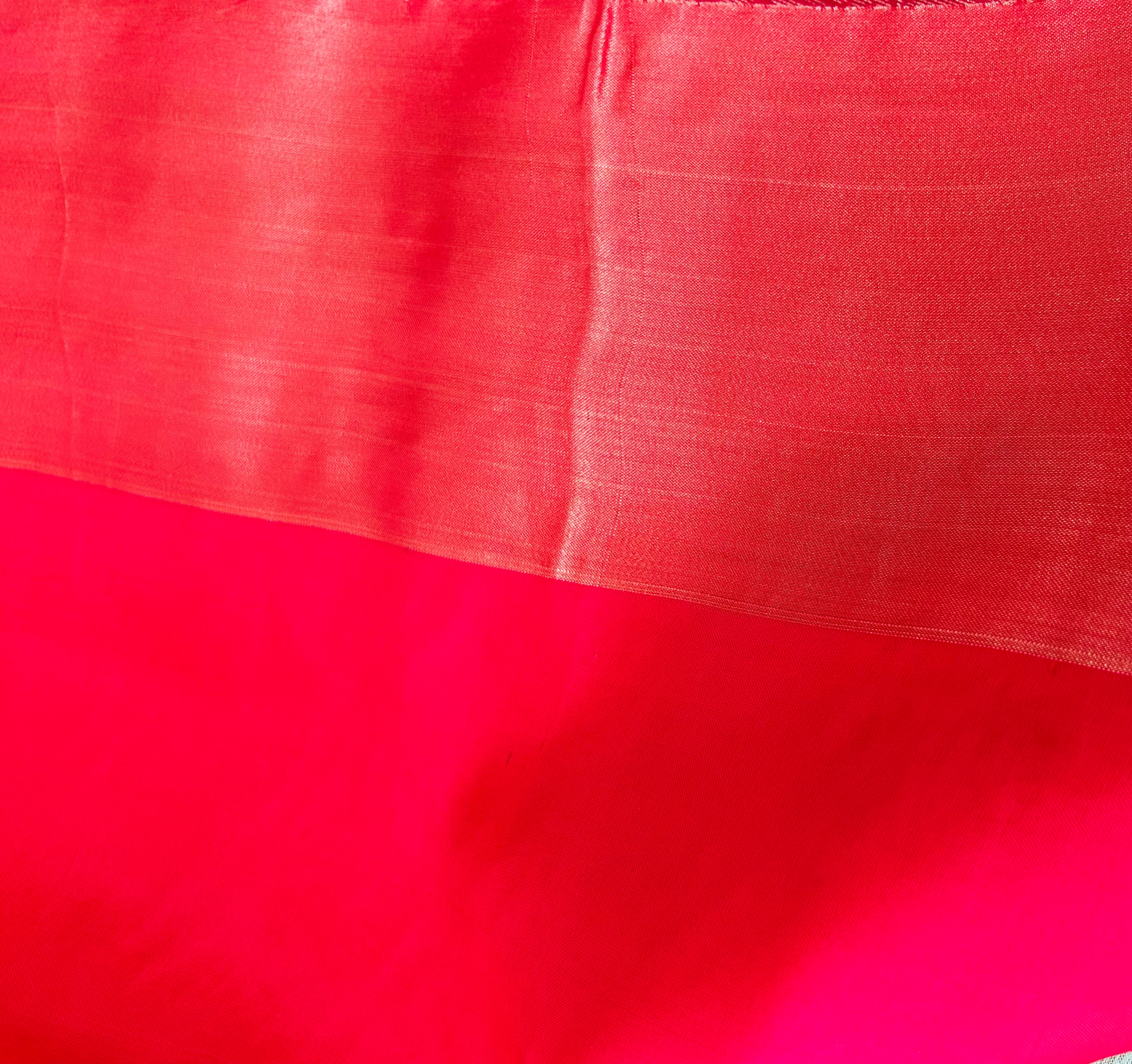 Kanchipuram Handloom Silk Saree – Sea Green with Pink Pallu & Gold Zari Border|Krisa Collections
