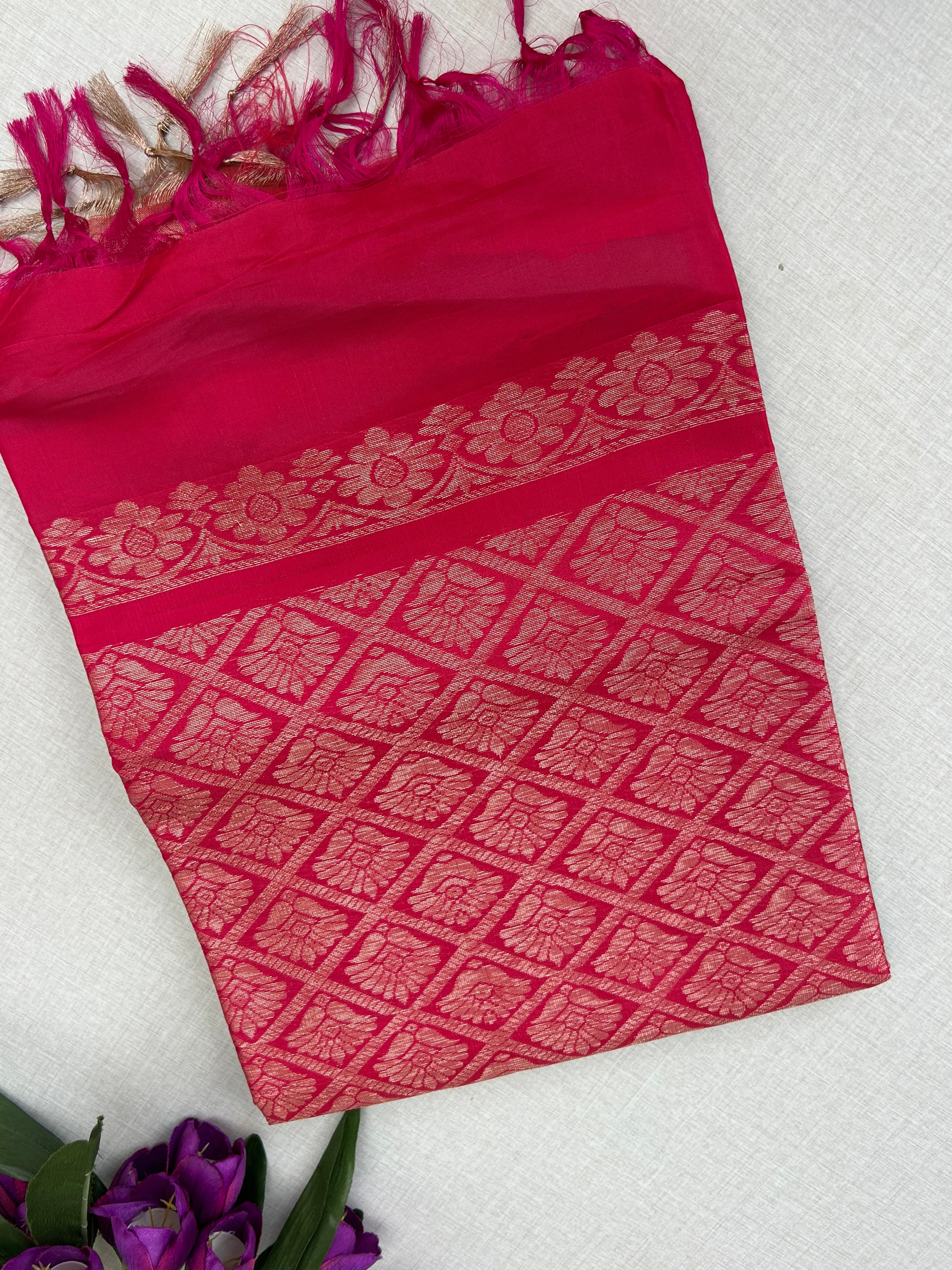 Kanchipuram Handloom Silk Saree – Sea Green with Pink Pallu & Gold Zari Border|Krisa Collections