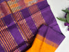 Pure Silk Cotton Handloom Saree – Mustard Yellow with Purple Pallu and Pochampally Ikat Border|Krisa Collections