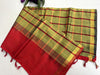 Pure Silk Cotton Kanchipuram Saree in Mustard Yellow Check with Red Border