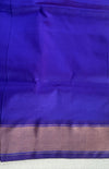 Coral Pink Kanchipuram Silk Cotton Saree with Royal Blue Contrast Pallu | Pure Handloom Kanjivaram Saree with Gold Zari Border | Traditional Wedding Saree