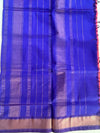 Coral Pink Kanchipuram Silk Cotton Saree with Royal Blue Contrast Pallu | Pure Handloom Kanjivaram Saree with Gold Zari Border | Traditional Wedding Saree