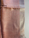 Rust Orange Khadi Cotton Saree with Silver Zari Border | Saree with Striped Pallu | Rust Copper Tone Everyday Saree