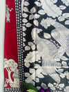 Maroon Mulmul Silk Saree with Warli Print | Tribal Village Motif Saree | Ethnic Rustic Art Saree with Black Zari Border