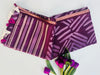 Purple Batik Print Linen Saree with Geometric Design | Handloom Linen Saree with Golden Zari Border | Abstract Tribal Print Saree