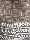 Brown Block Print Linen Saree with Tribal Motif Design |  Bagru Print Saree with Chevron Border | Everyday Ethnic Linen Saree