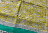 Beige Striped Linen Saree with Turquoise Green Border |  Saree with Mustard Yellow Printed Pallu | Everyday Elegant Cotton Saree