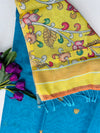 Elegant Blue Shimmer Tissue Saree with Floral Printed Pallu | KRISA COLLECTIONS