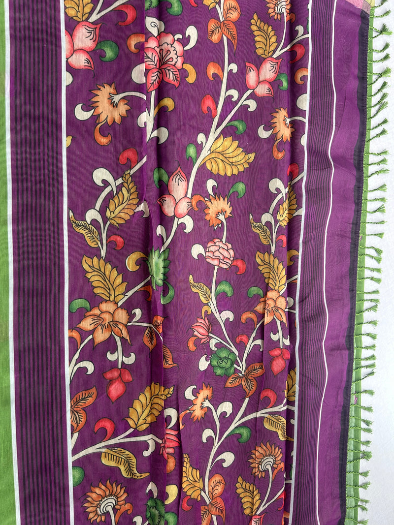 Elegant Green Shimmer Tissue Saree with Floral Printed Pallu | KRISA COLLECTIONS