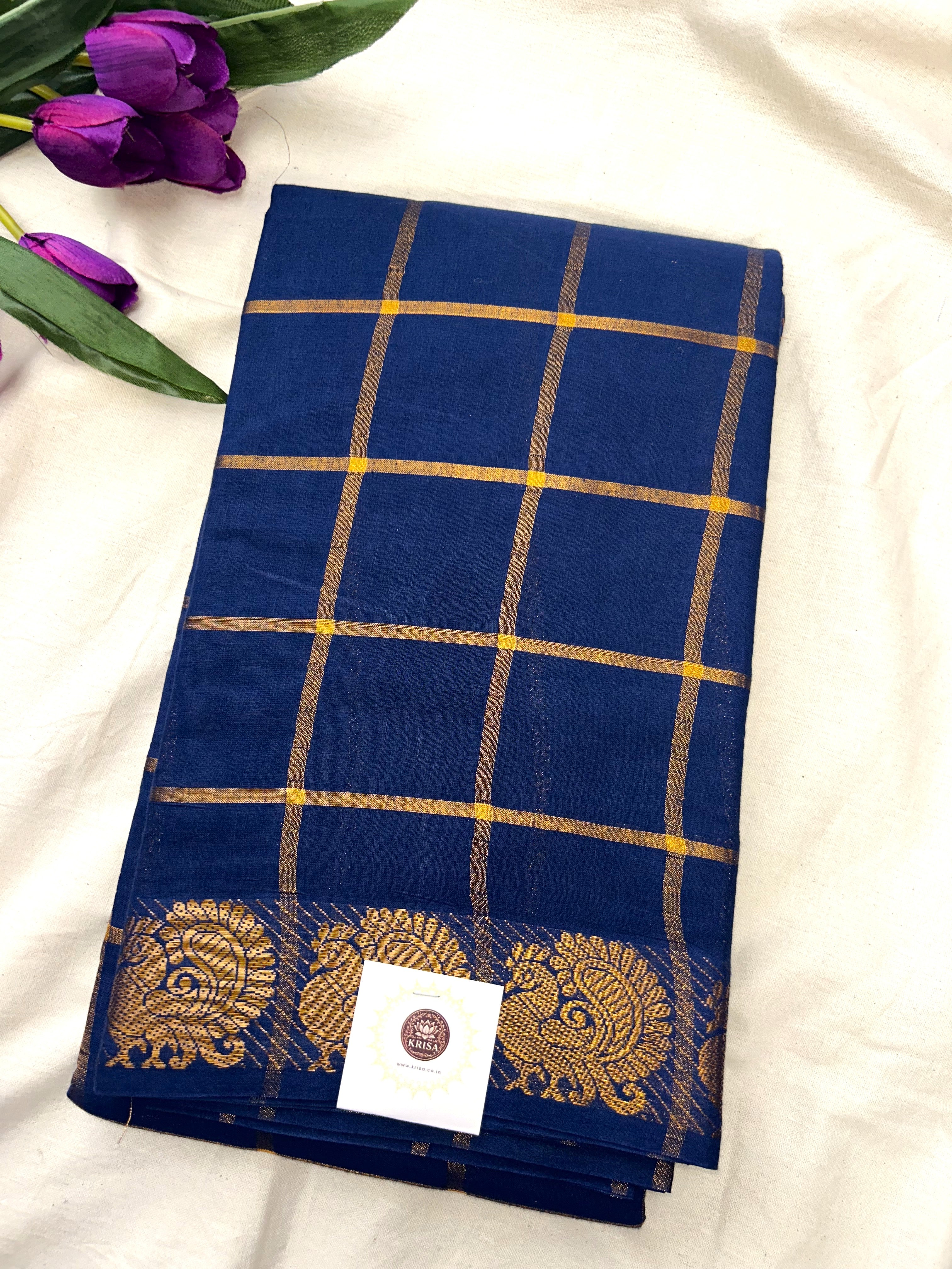 Pavithra Kattam Sungudi cotton saree with peacock border 004|premium quality| krisa