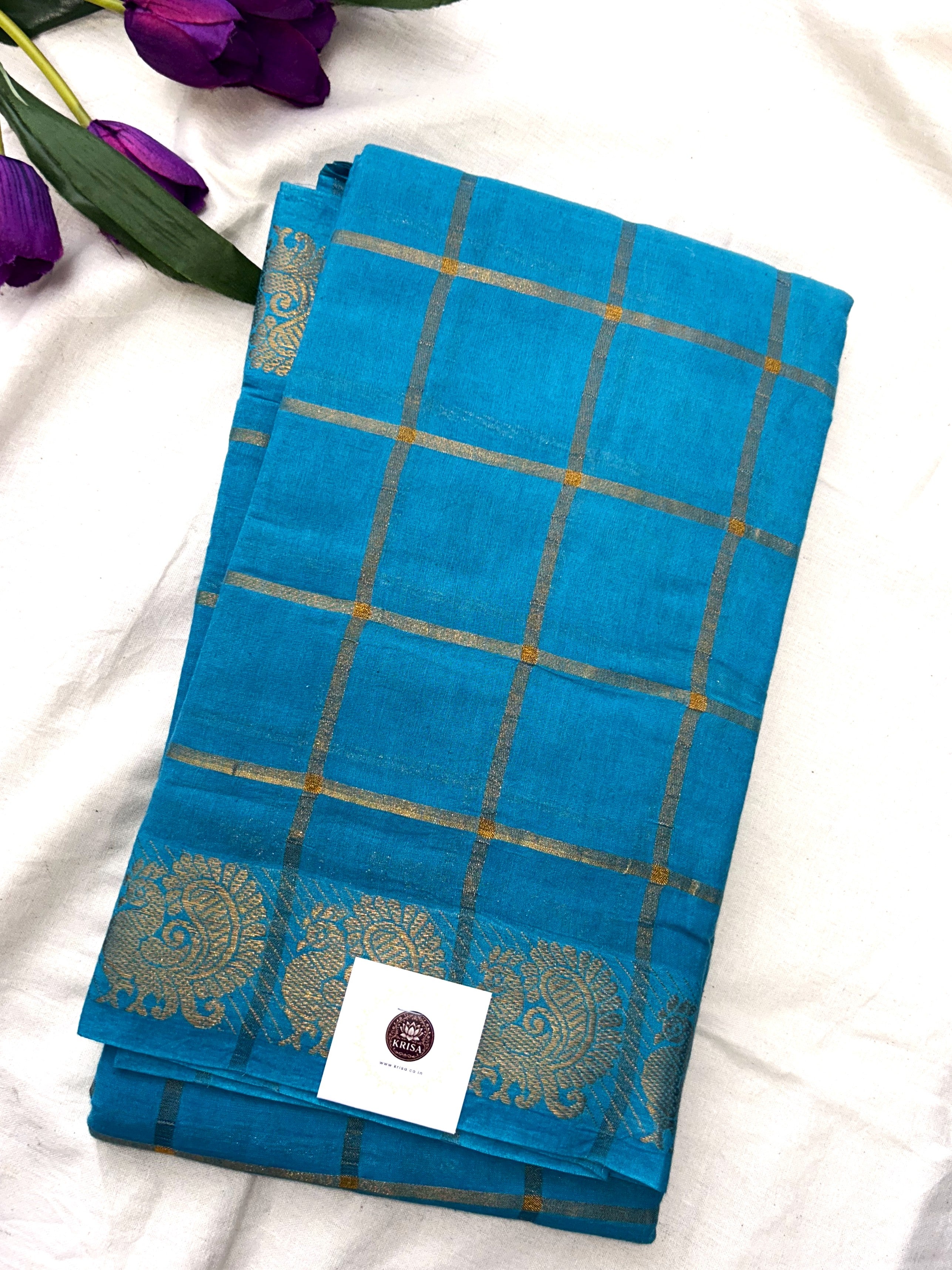 Pavithra Kattam Sungudi cotton saree with peacock border 001|premium quality| krisa
