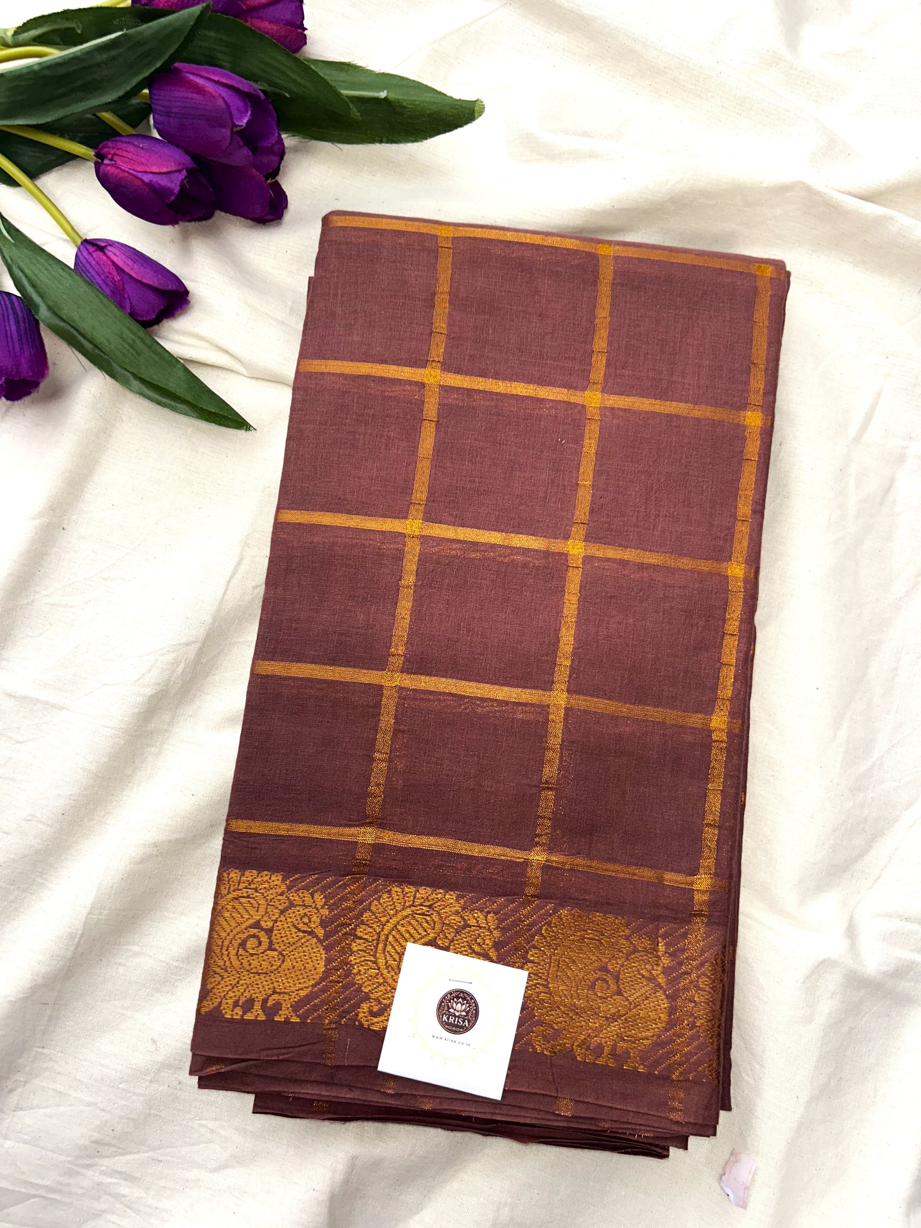 Pavithra Kattam Sungudi cotton saree with peacock border 005premium quality| krisa