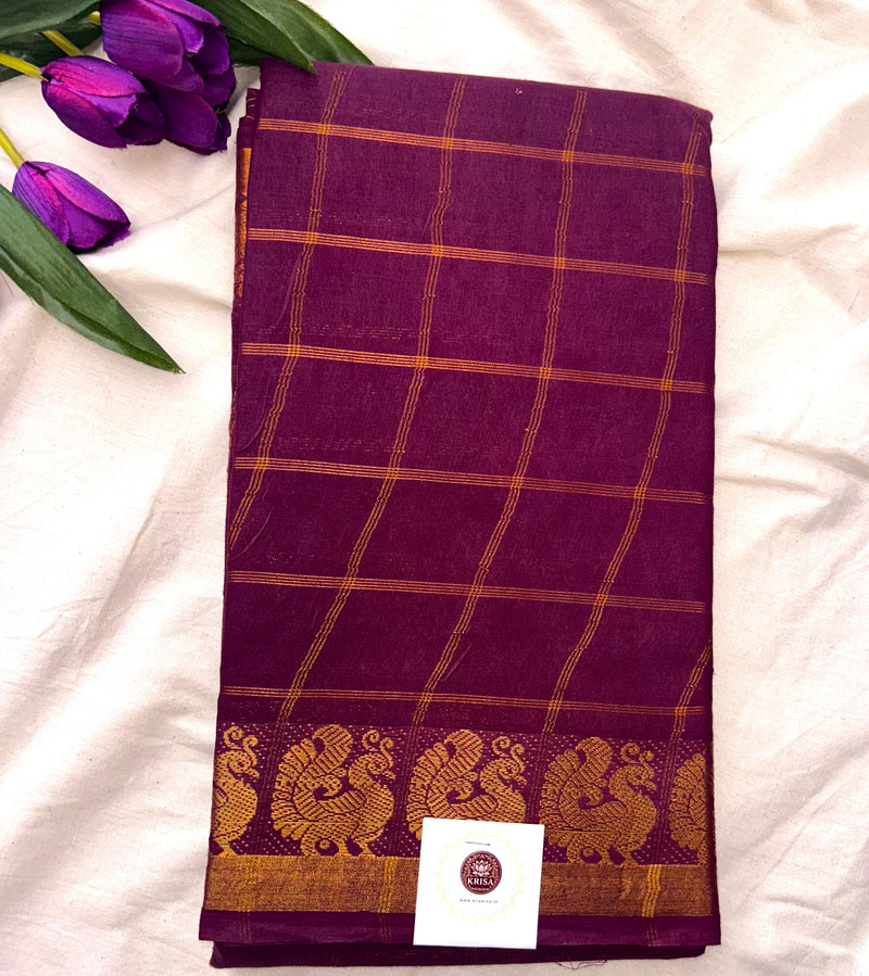 Pavithra Kattam Sungudi cotton saree with peacock border 008|premium quality| krisa