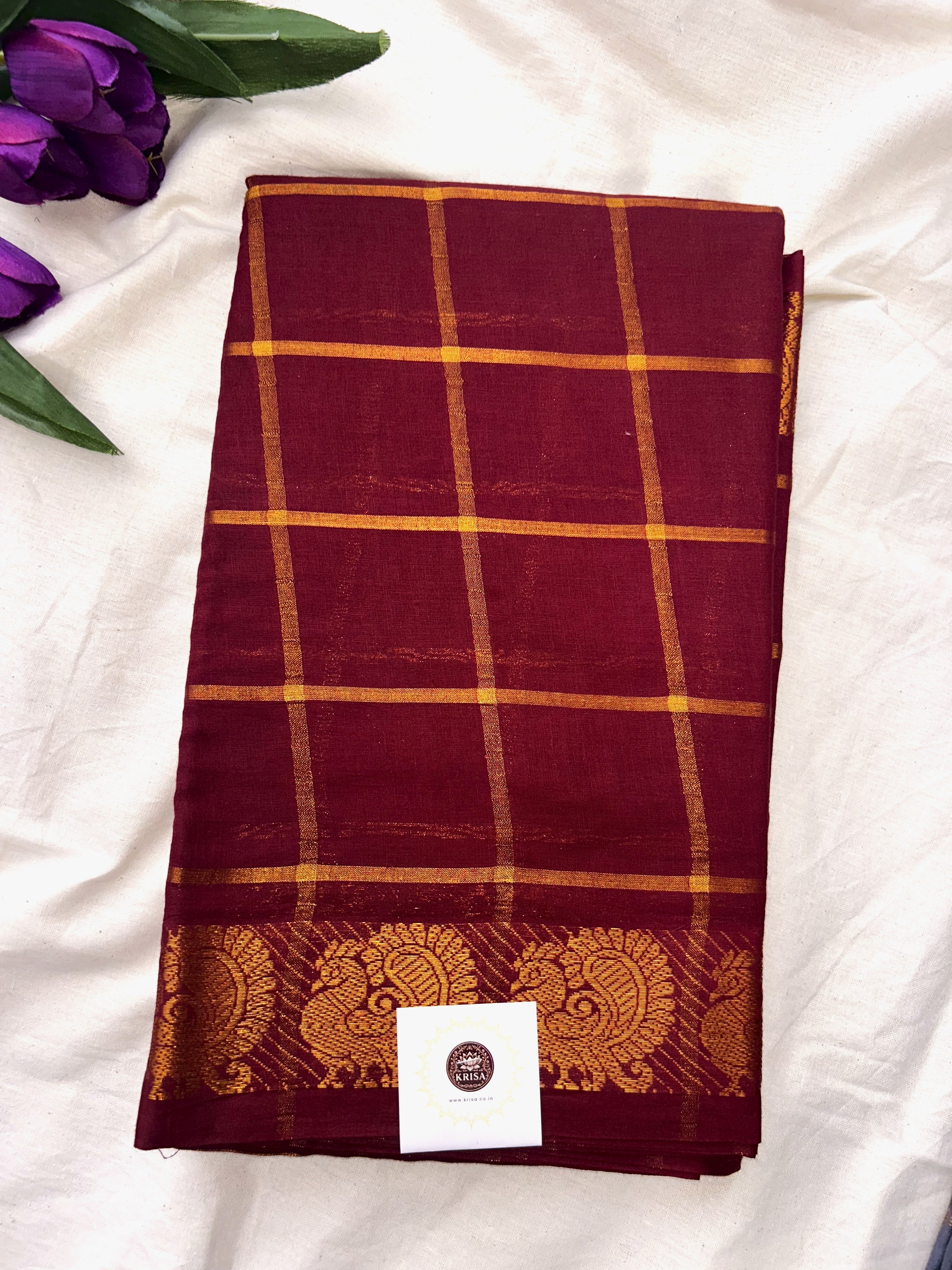 Pavithra Kattam Sungudi cotton saree with peacock border 002|premium quality| krisa