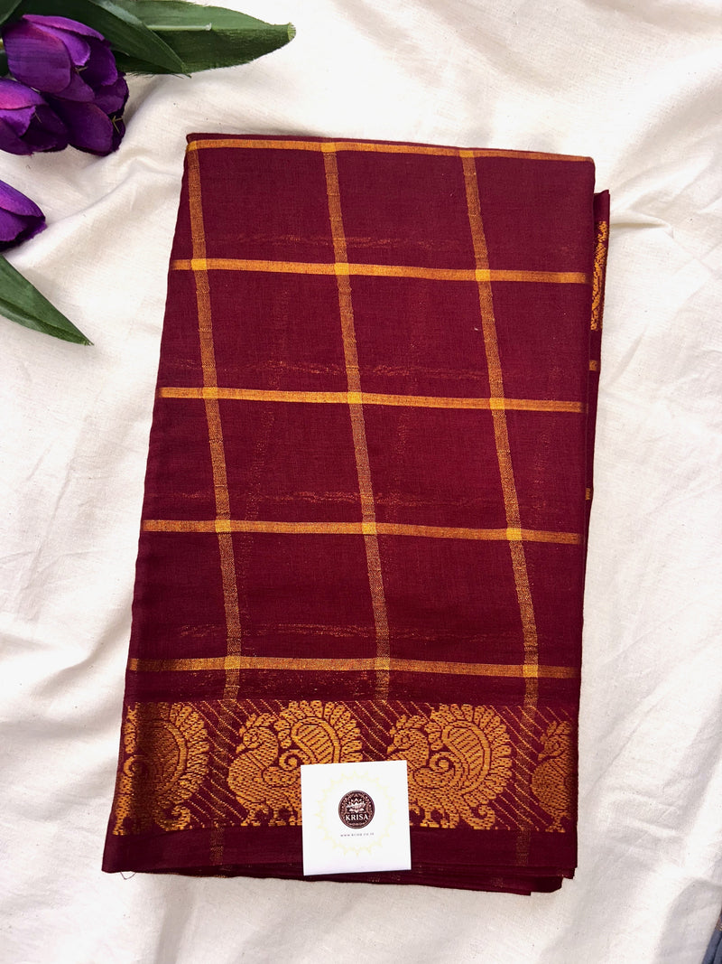 Pavithra Kattam Sungudi cotton saree with peacock border 002|premium quality| krisa