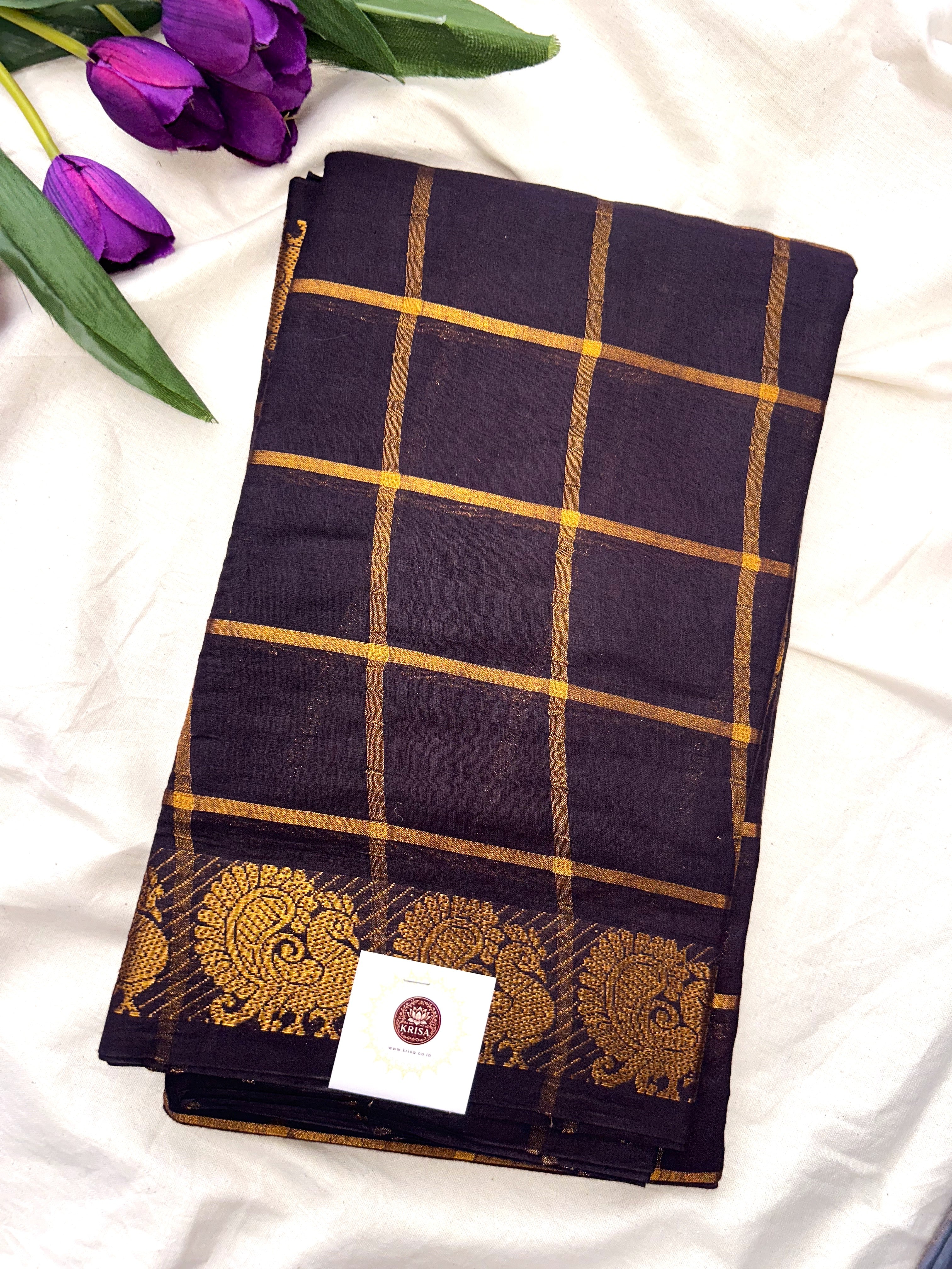 Pavithra Kattam Sungudi cotton saree with peacock border 003|premium quality| Krisa